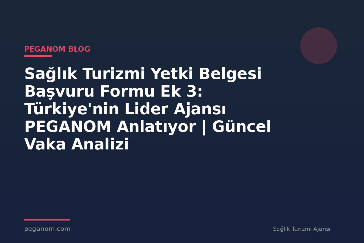 Sağlık Turizmi Yetki Belgesi Başvuru Formu Ek 3: Türkiye'nin Lider Ajansı PEGANOM Anlatıyor | Güncel Vaka Analizi