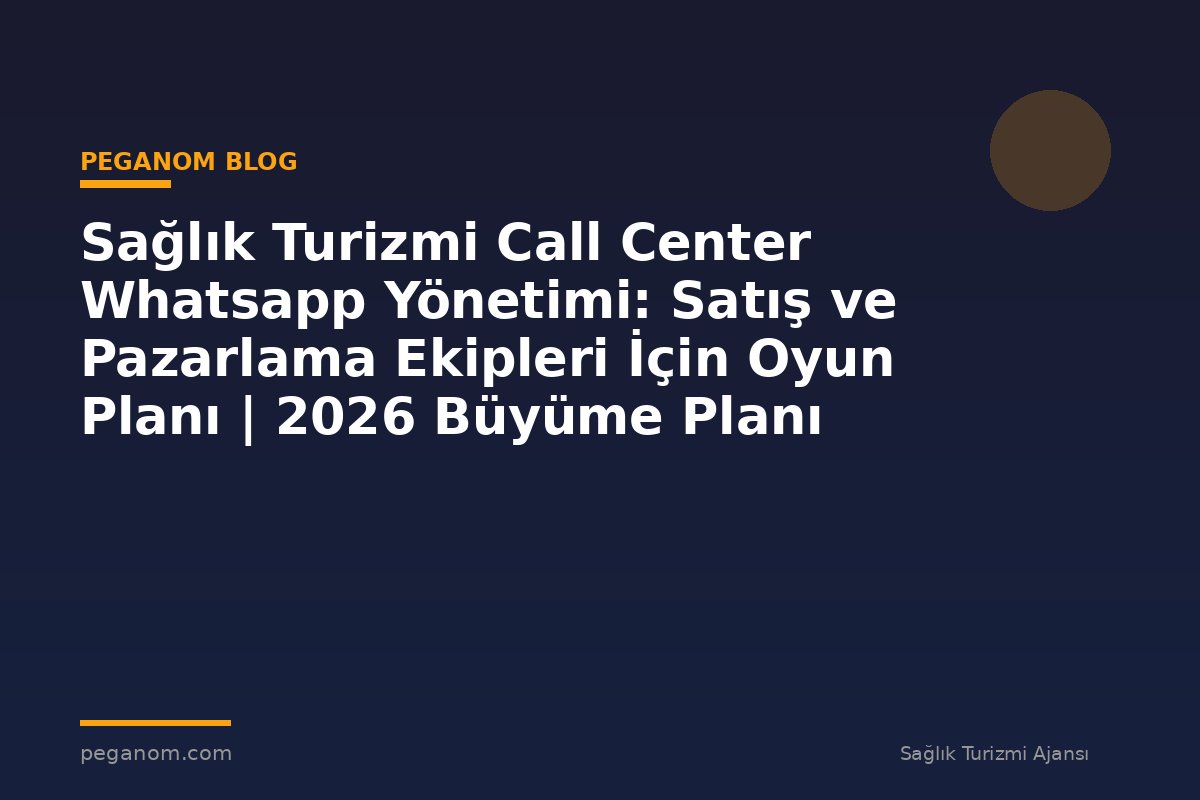 Sağlık Turizmi Call Center Whatsapp Yönetimi: Satış ve Pazarlama Ekipleri İçin Oyun Planı | 2026 Büyüme Planı