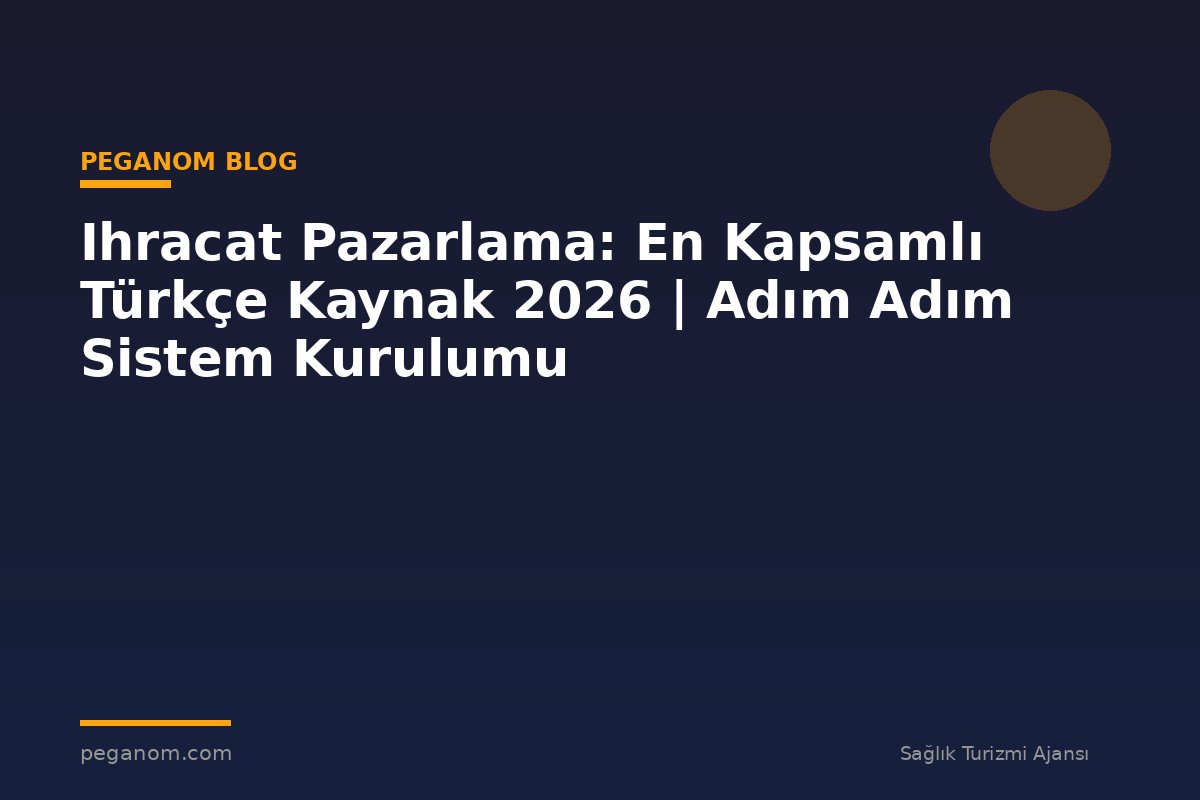 Ihracat Pazarlama: En Kapsamlı Türkçe Kaynak 2026 | Adım Adım Sistem Kurulumu
