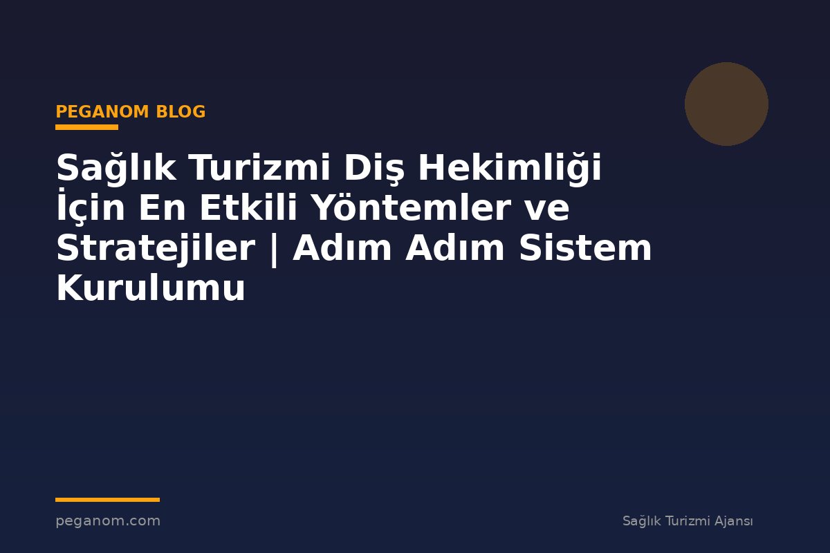 Sağlık Turizmi Diş Hekimliği İçin En Etkili Yöntemler ve Stratejiler | Adım Adım Sistem Kurulumu