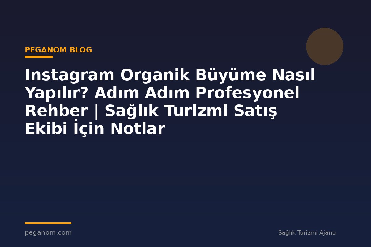 Instagram Organik Büyüme Nasıl Yapılır? Adım Adım Profesyonel Rehber | Sağlık Turizmi Satış Ekibi İçin Notlar