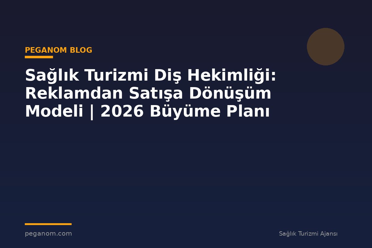 Sağlık Turizmi Diş Hekimliği: Reklamdan Satışa Dönüşüm Modeli | 2026 Büyüme Planı