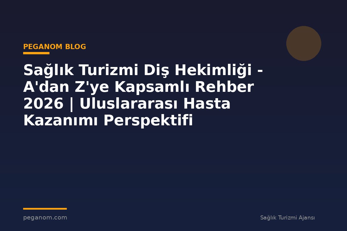 Sağlık Turizmi Diş Hekimliği - A'dan Z'ye Kapsamlı Rehber 2026 | Uluslararası Hasta Kazanımı Perspektifi