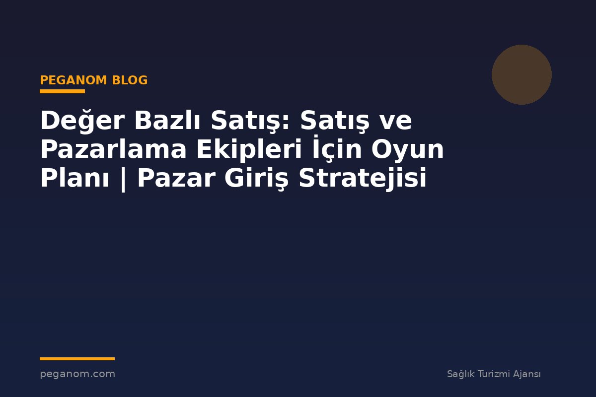 Değer Bazlı Satış: Satış ve Pazarlama Ekipleri İçin Oyun Planı | Pazar Giriş Stratejisi