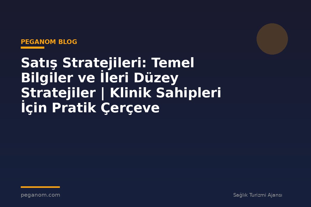 Satış Stratejileri: Temel Bilgiler ve İleri Düzey Stratejiler | Klinik Sahipleri İçin Pratik Çerçeve