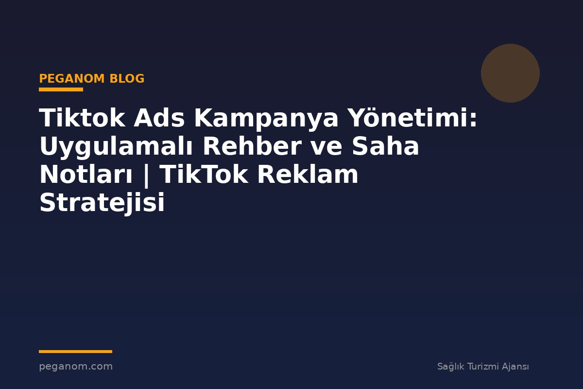 Tiktok Ads Kampanya Yönetimi: Uygulamalı Rehber ve Saha Notları | TikTok Reklam Stratejisi