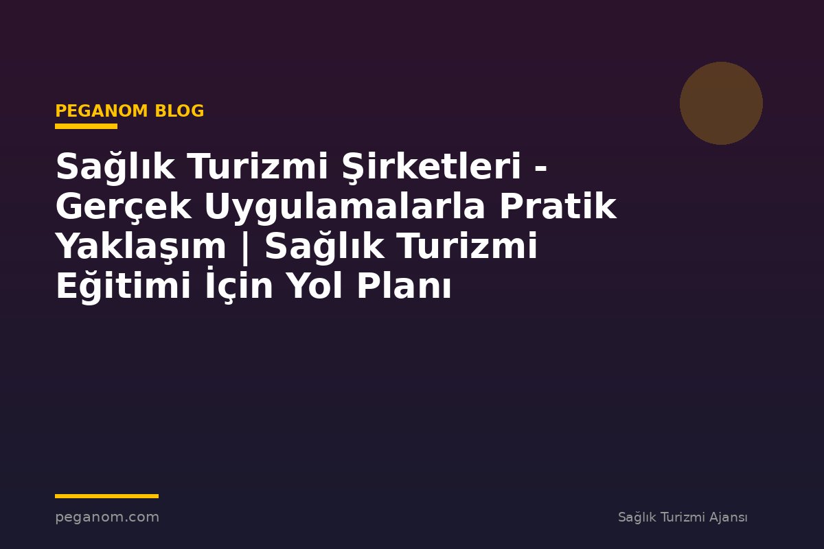Sağlık Turizmi Şirketleri - Gerçek Uygulamalarla Pratik Yaklaşım | Sağlık Turizmi Eğitimi İçin Yol Planı
