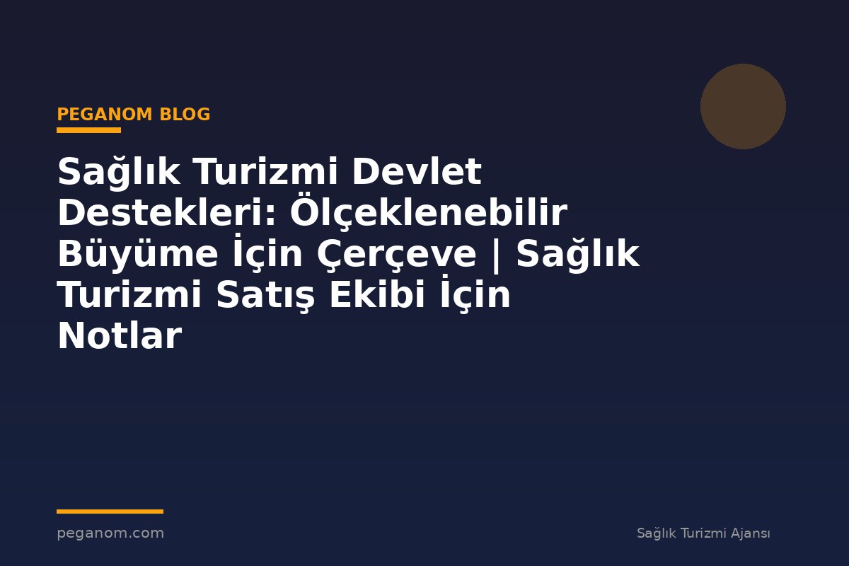 Sağlık Turizmi Devlet Destekleri: Ölçeklenebilir Büyüme İçin Çerçeve | Sağlık Turizmi Satış Ekibi İçin Notlar