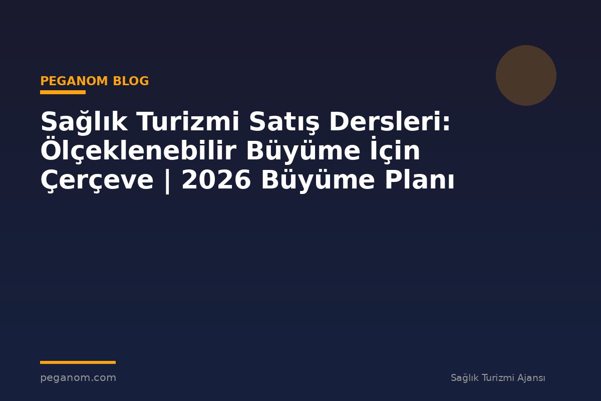 Sağlık Turizmi Satış Dersleri: Ölçeklenebilir Büyüme İçin Çerçeve | 2026 Büyüme Planı