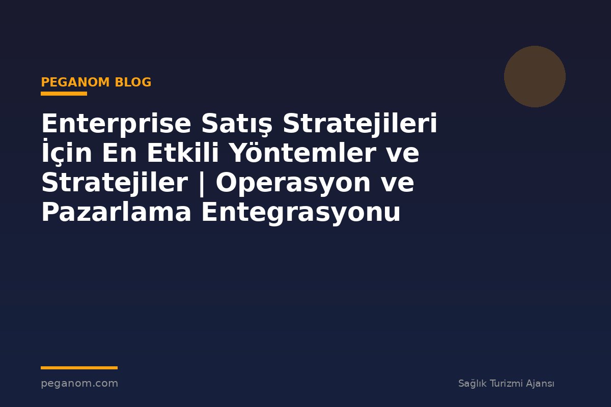 Enterprise Satış Stratejileri İçin En Etkili Yöntemler ve Stratejiler | Operasyon ve Pazarlama Entegrasyonu