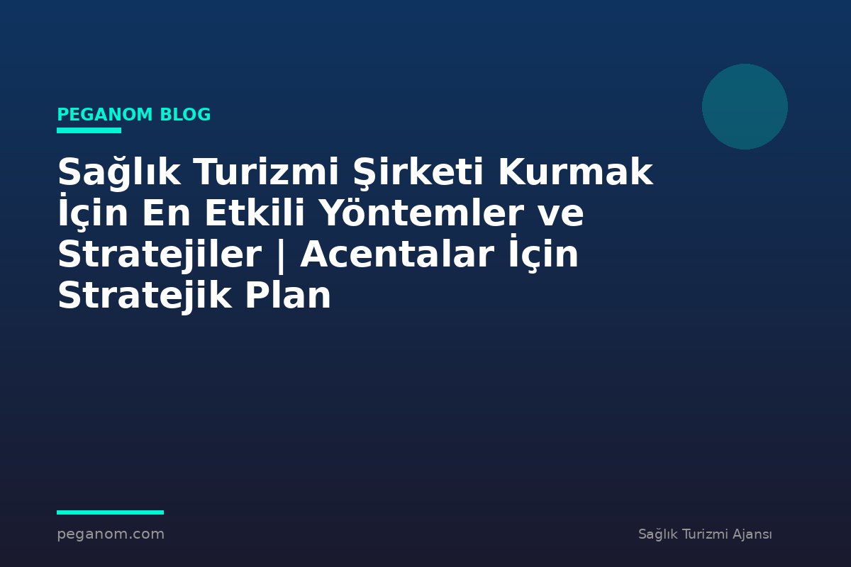 Sağlık Turizmi Şirketi Kurmak İçin En Etkili Yöntemler ve Stratejiler | Acentalar İçin Stratejik Plan