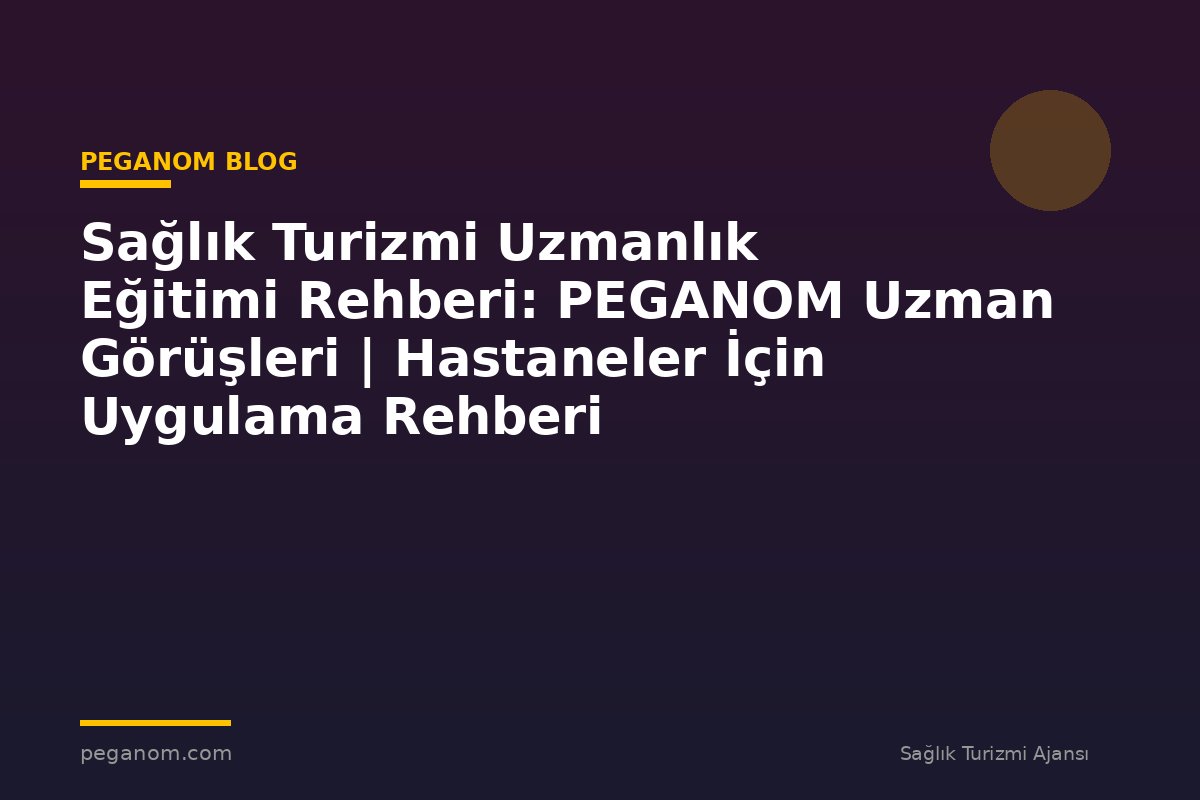Sağlık Turizmi Uzmanlık Eğitimi Rehberi: PEGANOM Uzman Görüşleri | Hastaneler İçin Uygulama Rehberi