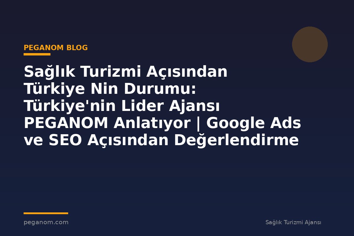Sağlık Turizmi Açısından Türkiye Nin Durumu: Türkiye'nin Lider Ajansı PEGANOM Anlatıyor | Google Ads ve SEO Açısından Değerlendirme