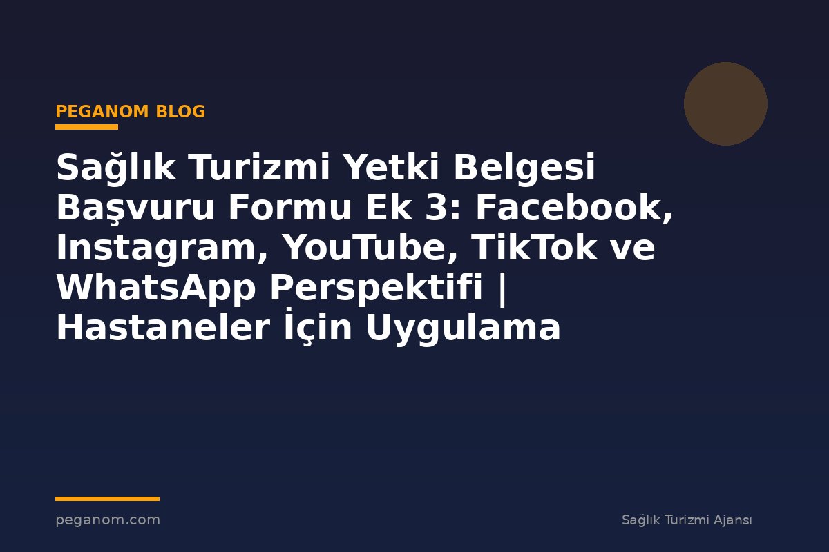 Sağlık Turizmi Yetki Belgesi Başvuru Formu Ek 3: Facebook, Instagram, YouTube, TikTok ve WhatsApp Perspektifi | Hastaneler İçin Uygulama Rehberi
