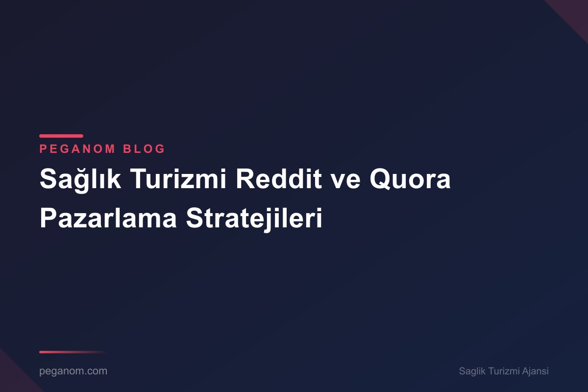 Sağlık Turizmi Reddit ve Quora Pazarlama Stratejileri
