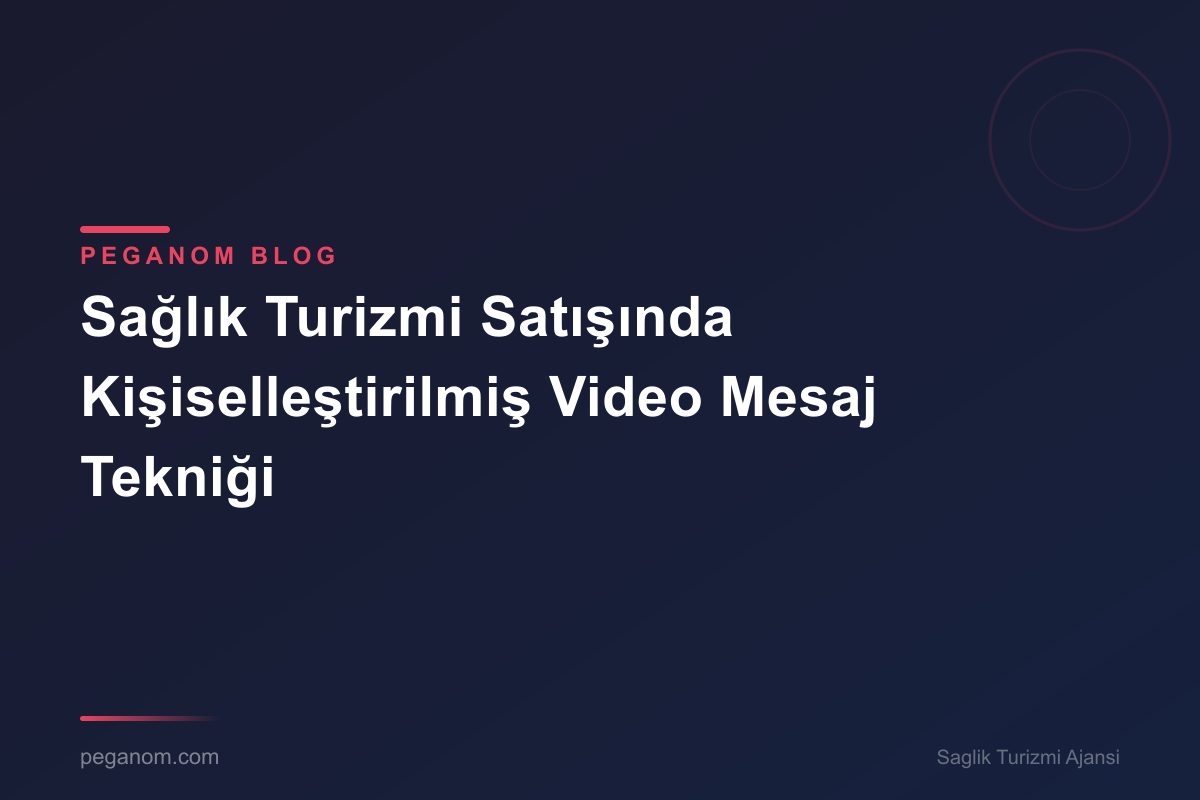 Sağlık Turizmi Satışında Kişiselleştirilmiş Video Mesaj Tekniği