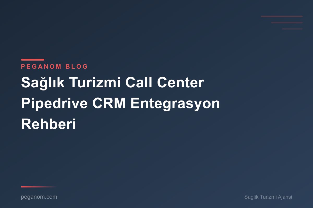 Sağlık Turizmi Call Center Pipedrive CRM Entegrasyon Rehberi