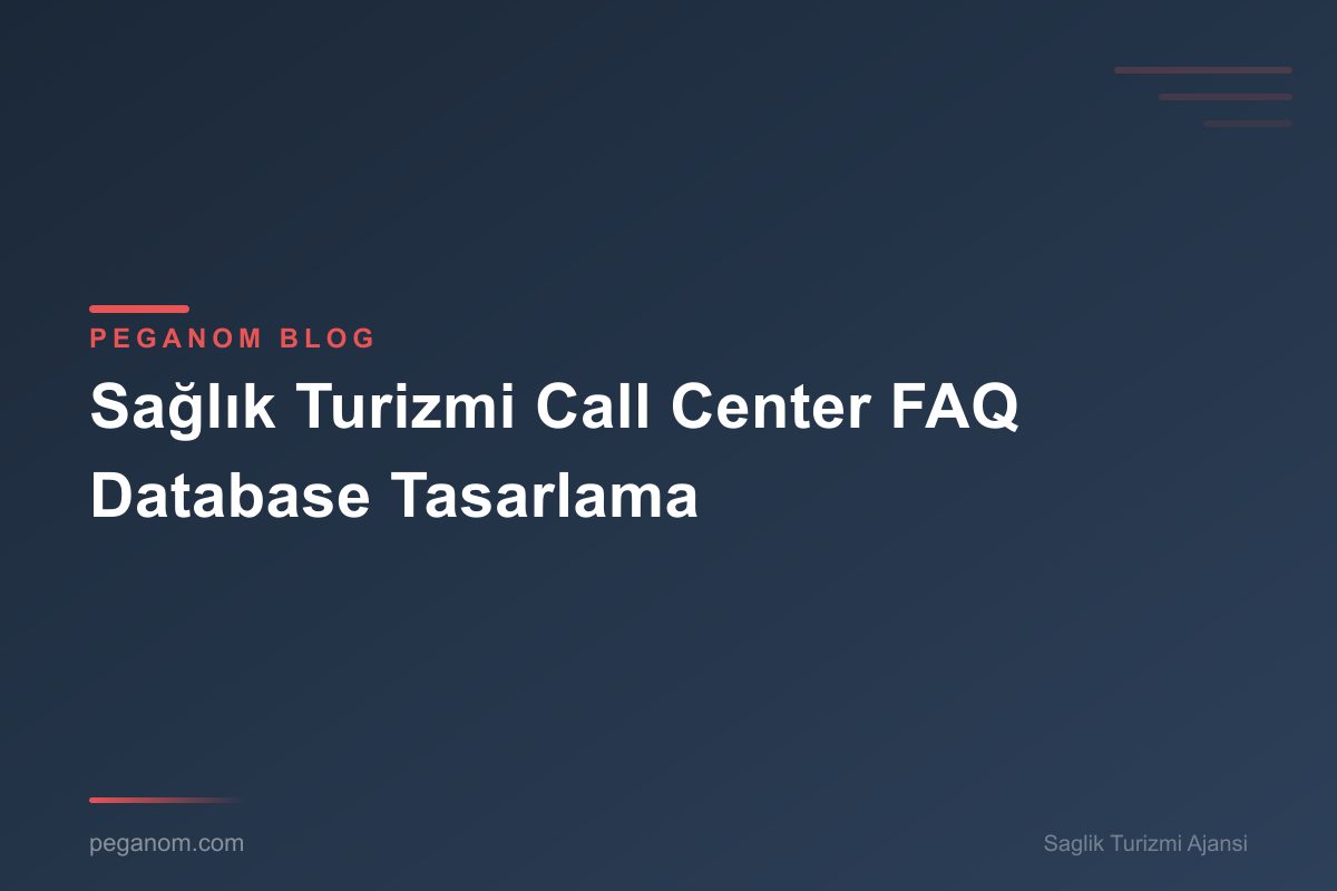 Sağlık Turizmi Call Center FAQ Database Tasarlama