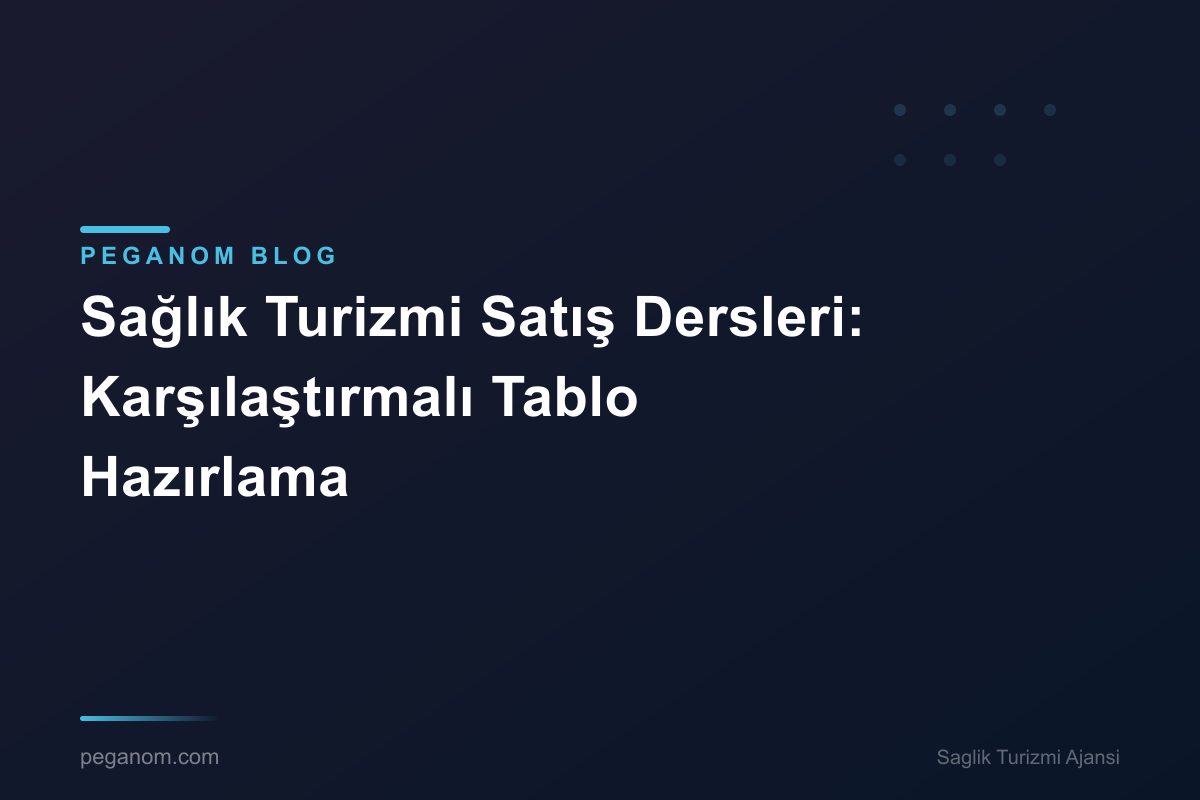 Sağlık Turizmi Satış Dersleri: Karşılaştırmalı Tablo Hazırlama