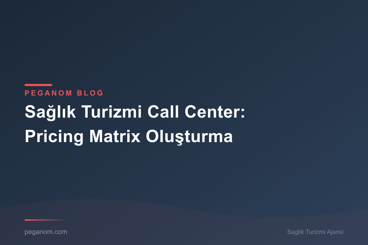 Sağlık Turizmi Call Center: Pricing Matrix Oluşturma